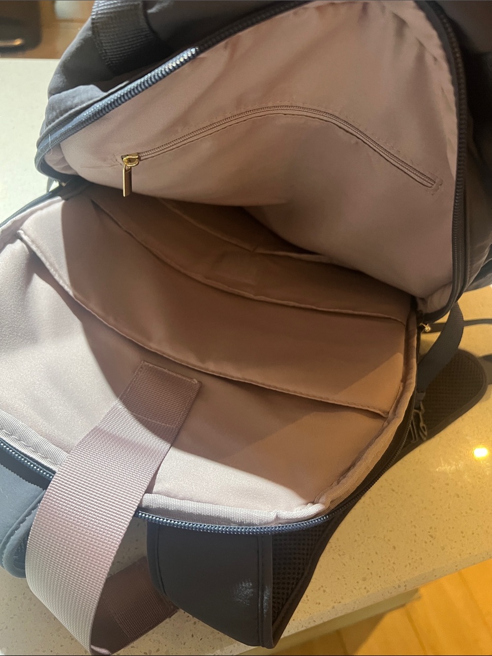 Isaac Mizrahi Full Size Grey Backpack with Gold Hardware - Picture 12 of 12